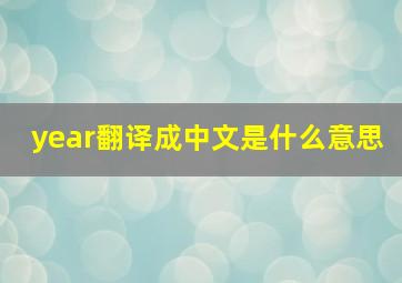 year翻译成中文是什么意思