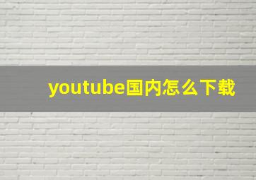 youtube国内怎么下载