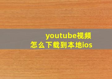 youtube视频怎么下载到本地ios