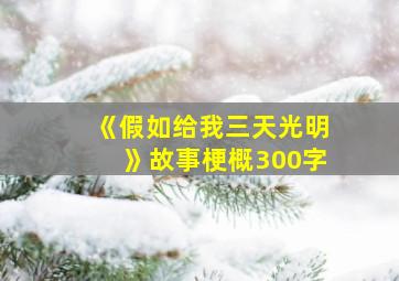 《假如给我三天光明》故事梗概300字