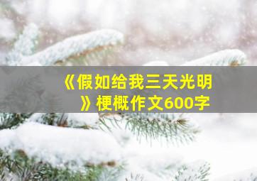 《假如给我三天光明》梗概作文600字