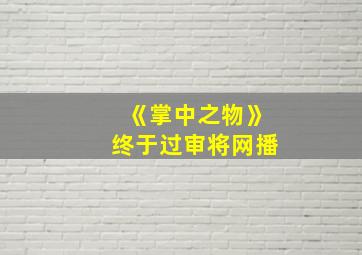 《掌中之物》终于过审将网播