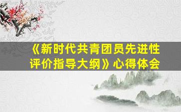 《新时代共青团员先进性评价指导大纲》心得体会