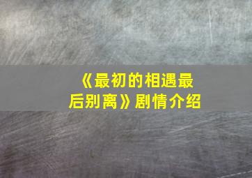 《最初的相遇最后别离》剧情介绍