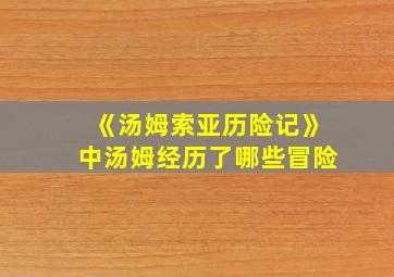 《汤姆索亚历险记》中汤姆经历了哪些冒险