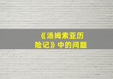 《汤姆索亚历险记》中的问题