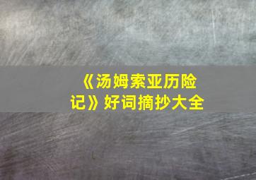 《汤姆索亚历险记》好词摘抄大全