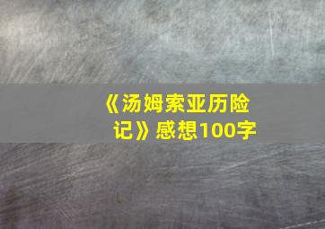 《汤姆索亚历险记》感想100字