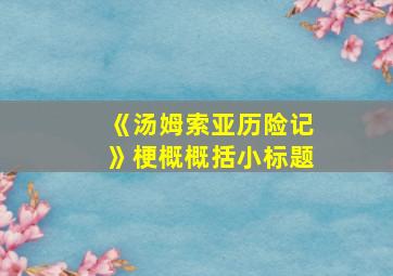 《汤姆索亚历险记》梗概概括小标题