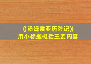 《汤姆索亚历险记》用小标题概括主要内容