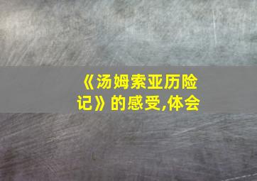 《汤姆索亚历险记》的感受,体会