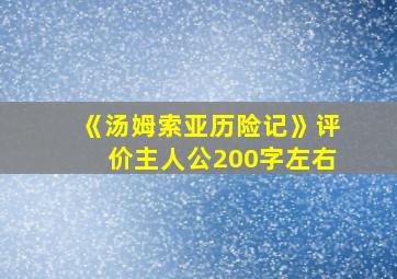 《汤姆索亚历险记》评价主人公200字左右