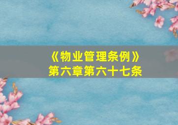 《物业管理条例》第六章第六十七条