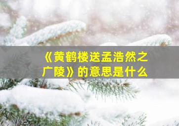 《黄鹤楼送孟浩然之广陵》的意思是什么