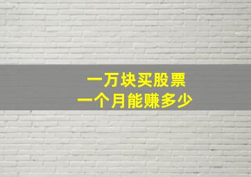 一万块买股票一个月能赚多少