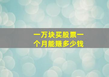 一万块买股票一个月能赚多少钱