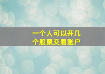 一个人可以开几个股票交易账户