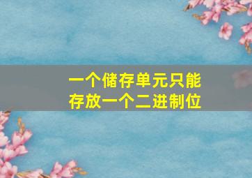 一个储存单元只能存放一个二进制位