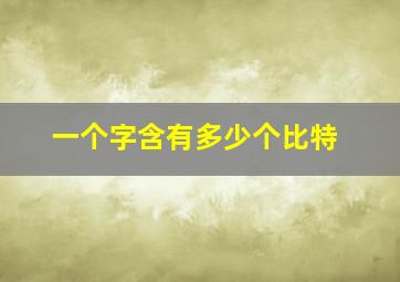 一个字含有多少个比特