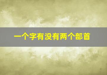 一个字有没有两个部首