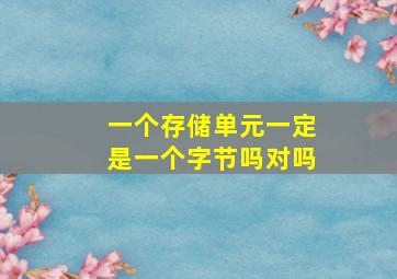 一个存储单元一定是一个字节吗对吗