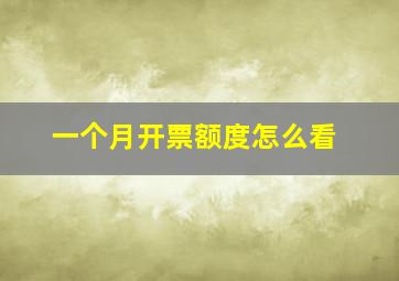 一个月开票额度怎么看