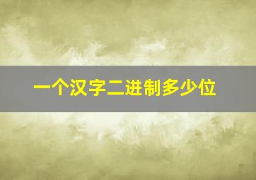 一个汉字二进制多少位