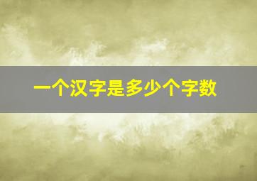 一个汉字是多少个字数