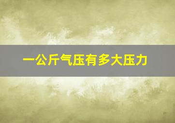 一公斤气压有多大压力