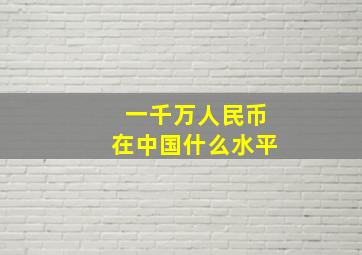 一千万人民币在中国什么水平