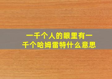 一千个人的眼里有一千个哈姆雷特什么意思