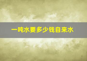 一吨水要多少钱自来水