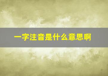 一字注音是什么意思啊