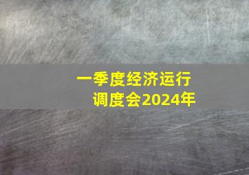 一季度经济运行调度会2024年