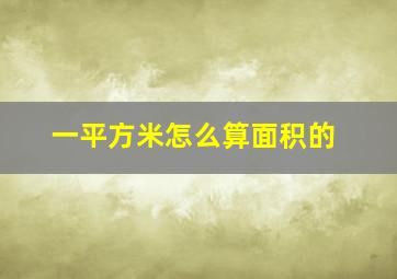 一平方米怎么算面积的