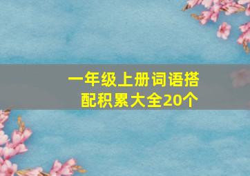 一年级上册词语搭配积累大全20个