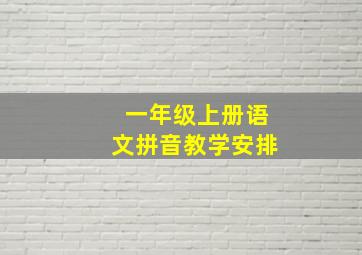 一年级上册语文拼音教学安排