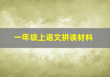 一年级上语文拼读材料