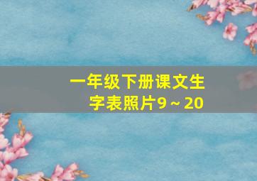 一年级下册课文生字表照片9～20