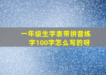 一年级生字表带拼音练字100字怎么写的呀