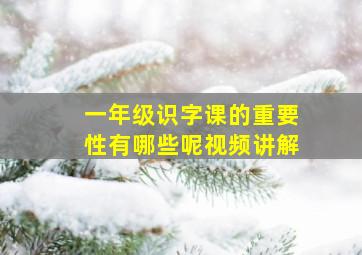 一年级识字课的重要性有哪些呢视频讲解