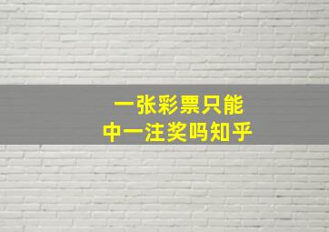 一张彩票只能中一注奖吗知乎