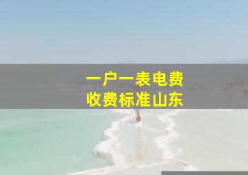 一户一表电费收费标准山东