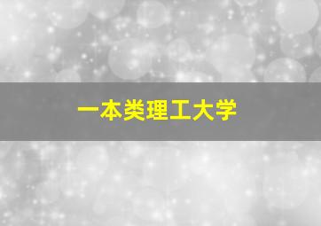 一本类理工大学