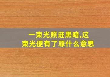 一束光照进黑暗,这束光便有了罪什么意思