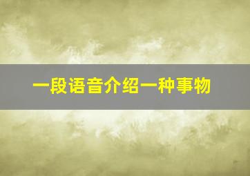 一段语音介绍一种事物