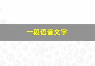 一段语音文字