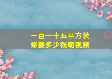 一百一十五平方装修要多少钱呢视频