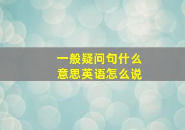 一般疑问句什么意思英语怎么说