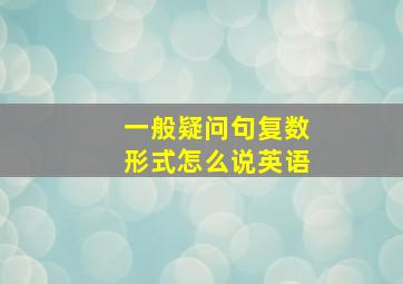 一般疑问句复数形式怎么说英语